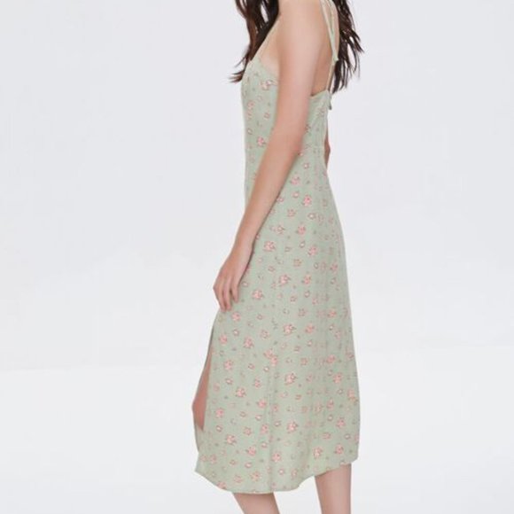 F21 Light Green Floral Midi Dress NWT - Picture 2 of 4